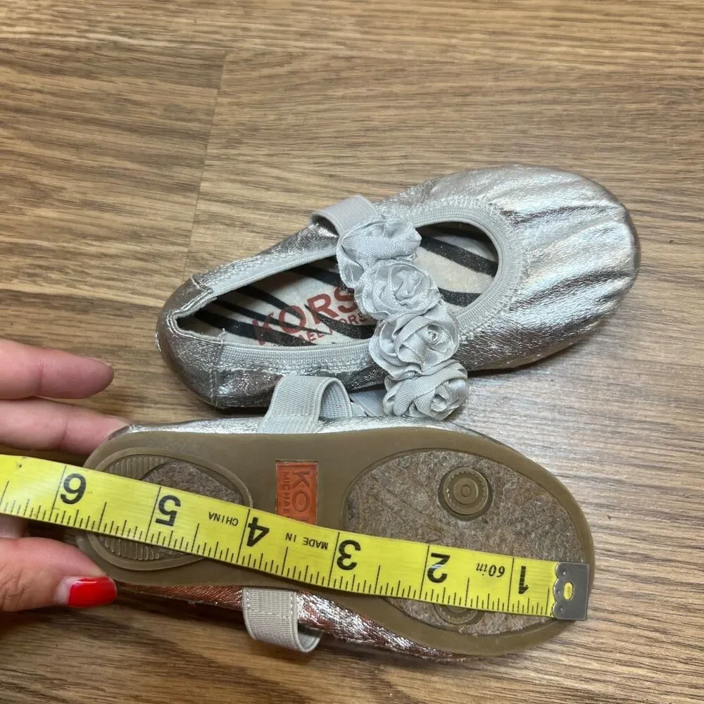 Michael Kors Baby Lux Shoes Ballet Flats Lil Rosie Silver‎ Size 7